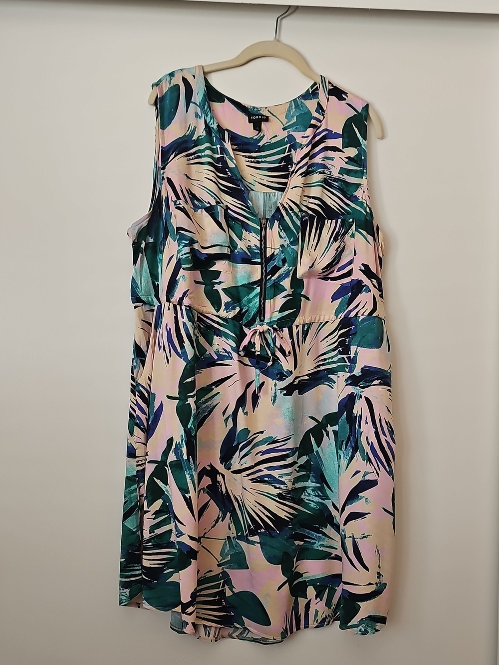 torrid Pink & Teal Tropical Print Sleeveless Dress
